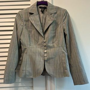 Laundry by Shelli Segal Suit Jacket Gray Modern Plaid SZ 4 Decorative Buttons